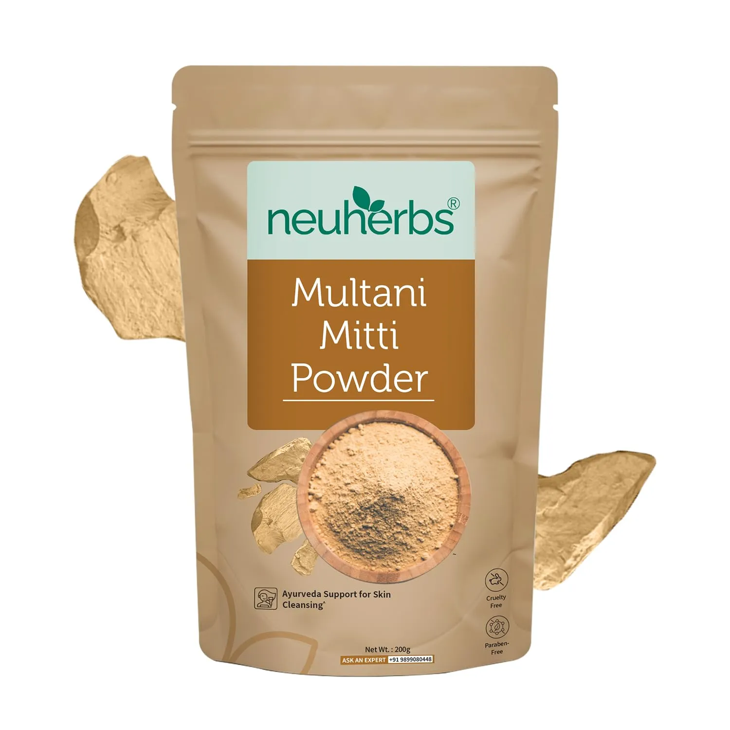 Neuherbs Multani Mitti Powder 200g | Natural Face Pack for Deep Cleansing, Oil Control & Glowing Skin